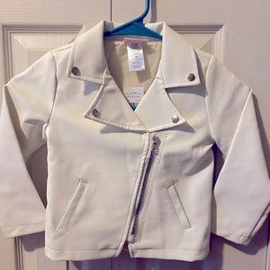 4T white faux leather jacket by Little Lass. New With Tags!